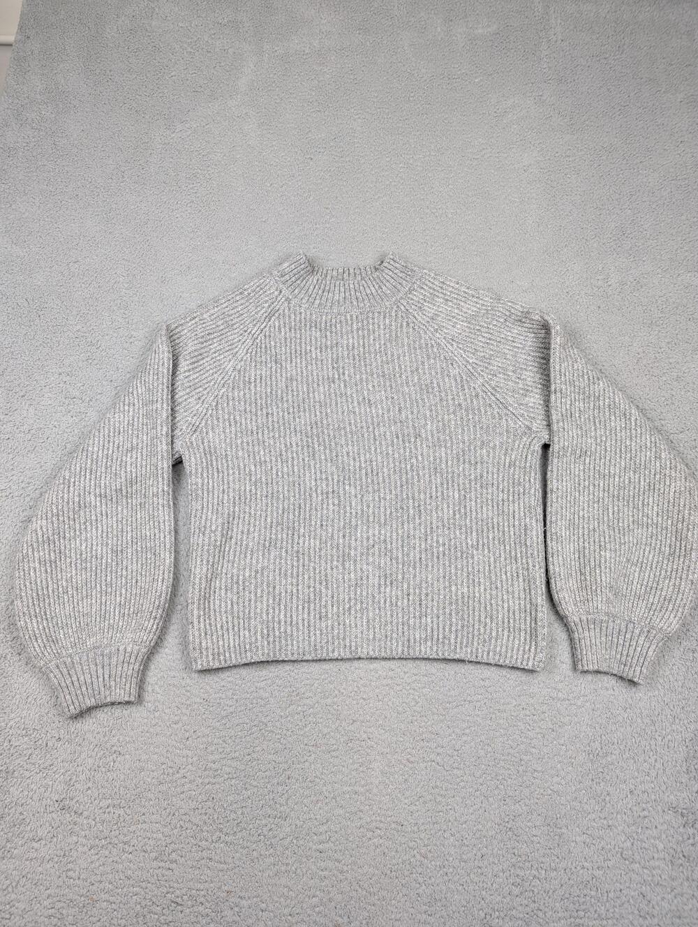 Joie Sweater Womens Large Gray Ribbed Mock Neck Raglan Knit Chunky Pullover